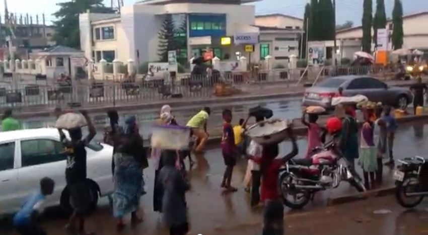 Soldiers discipline taxi drivers in Tamale