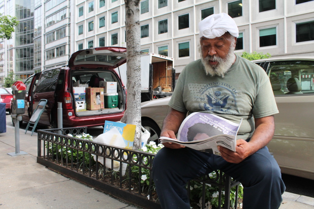 Alfred Postell, who is a diagnosed schizophrenic, haunts the intersection of 17th and I streets in Northwest Washington. (Terrence McCoy/The Washington Post)