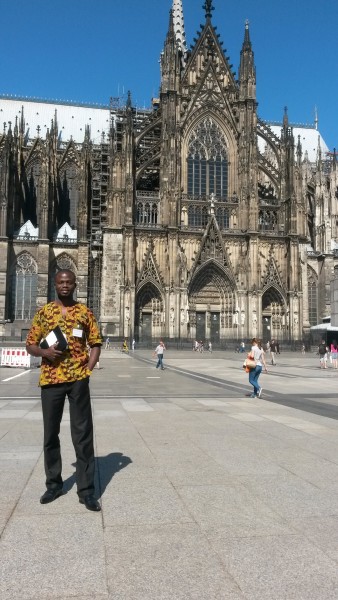 Manasseh at the Cologne Cathedral after getting his iPad back