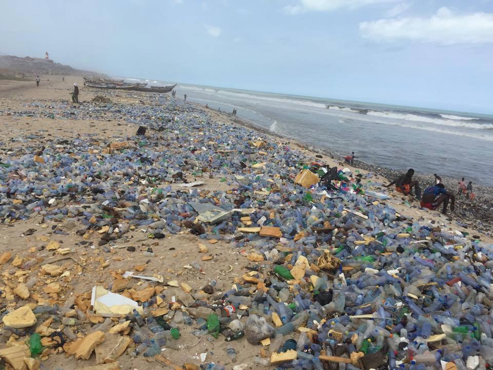 The sea "throws up" Accra's plastic waste. Photo credit: Nshorna