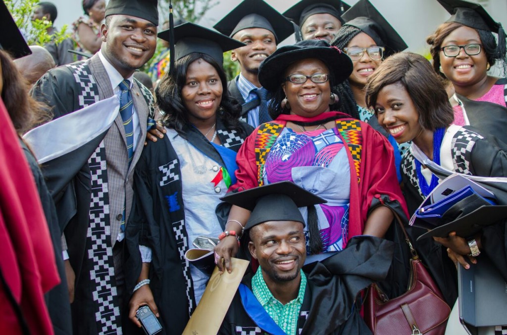 Graduands of the Department of Communication Studies with dean, Prof. Audrey Gadzekpo