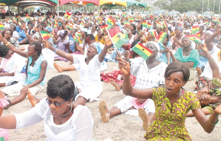 Ghanaians praying for the nation