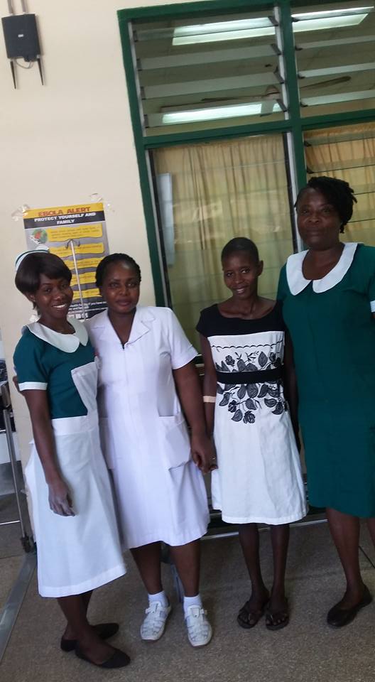 Agnes with some of the nurses after her sugery