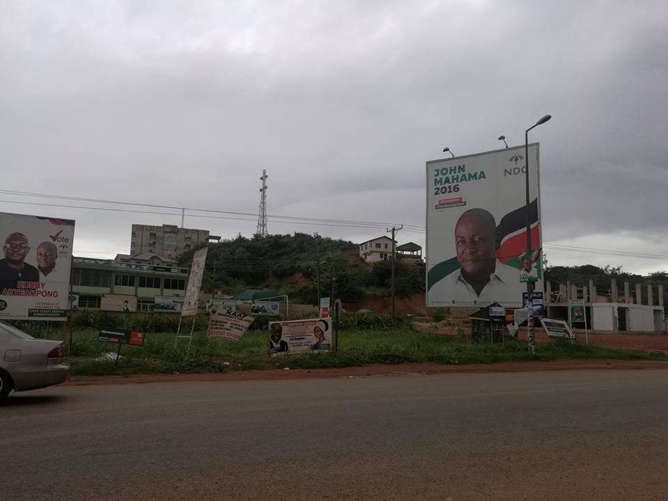 NDC billboards at the entrance of the University of Cape Coast. Photo credit: Manasseh Azure Awuni