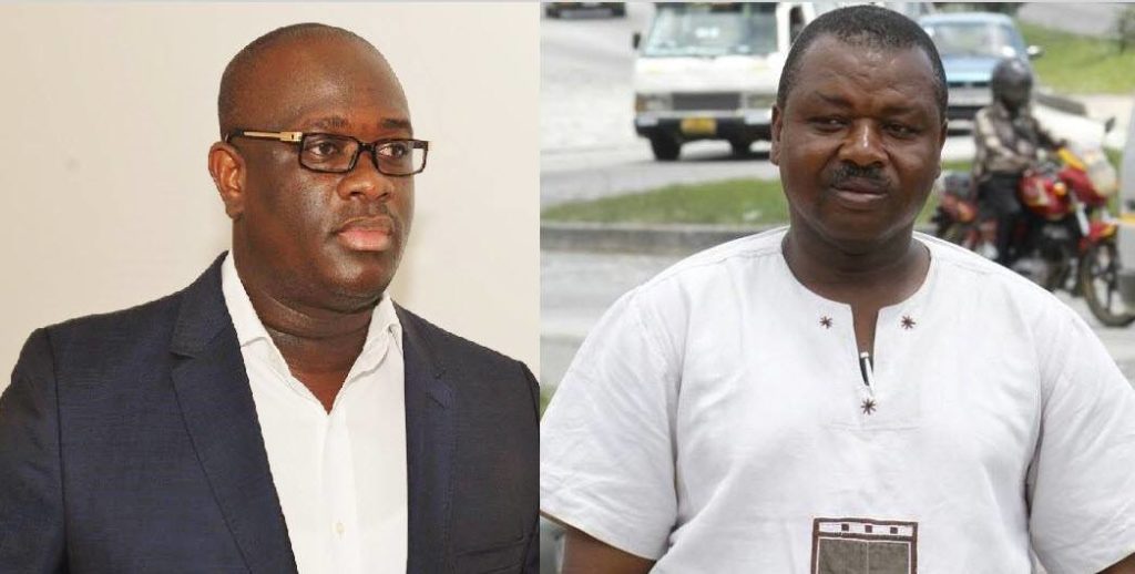 Stan Dogbe (left) and Wisdom Peter Awuku (right) handle the media at the Presidency