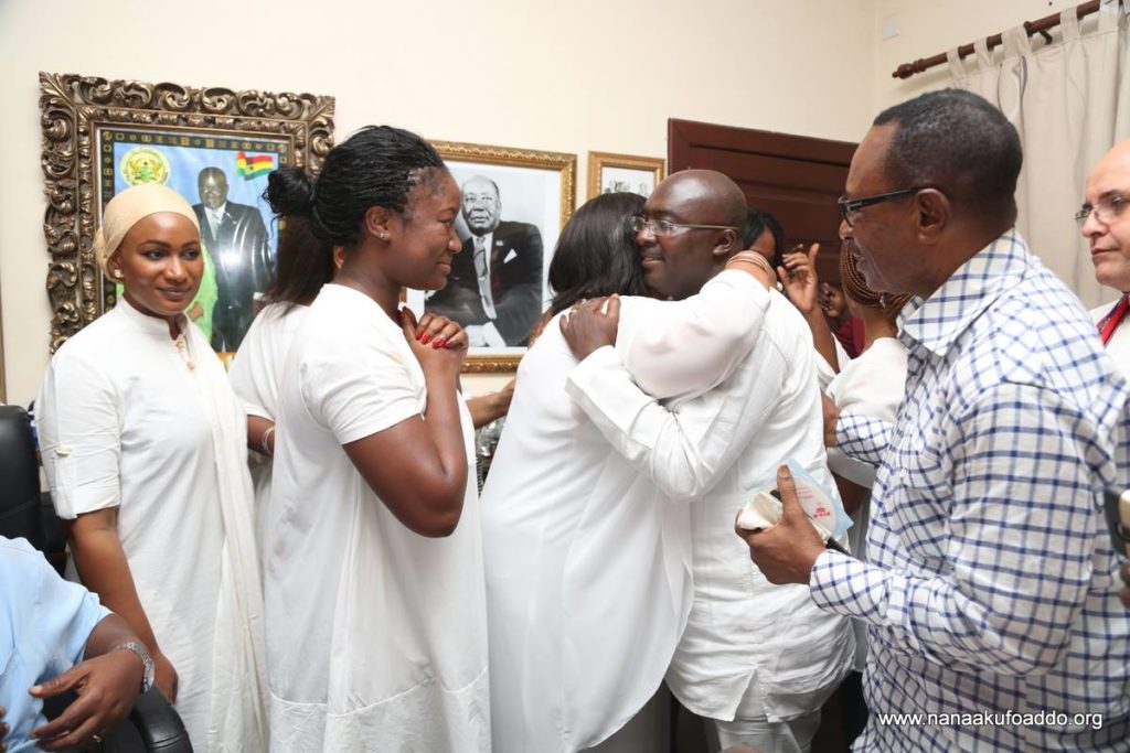 Nana Dokua waits for her turn to hug Dr. Bawumia